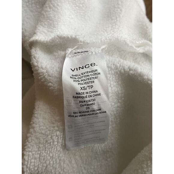 Vince Crewneck Sweatshirt White Fleece Size XS Cotton Blend - Picture 3 of 3